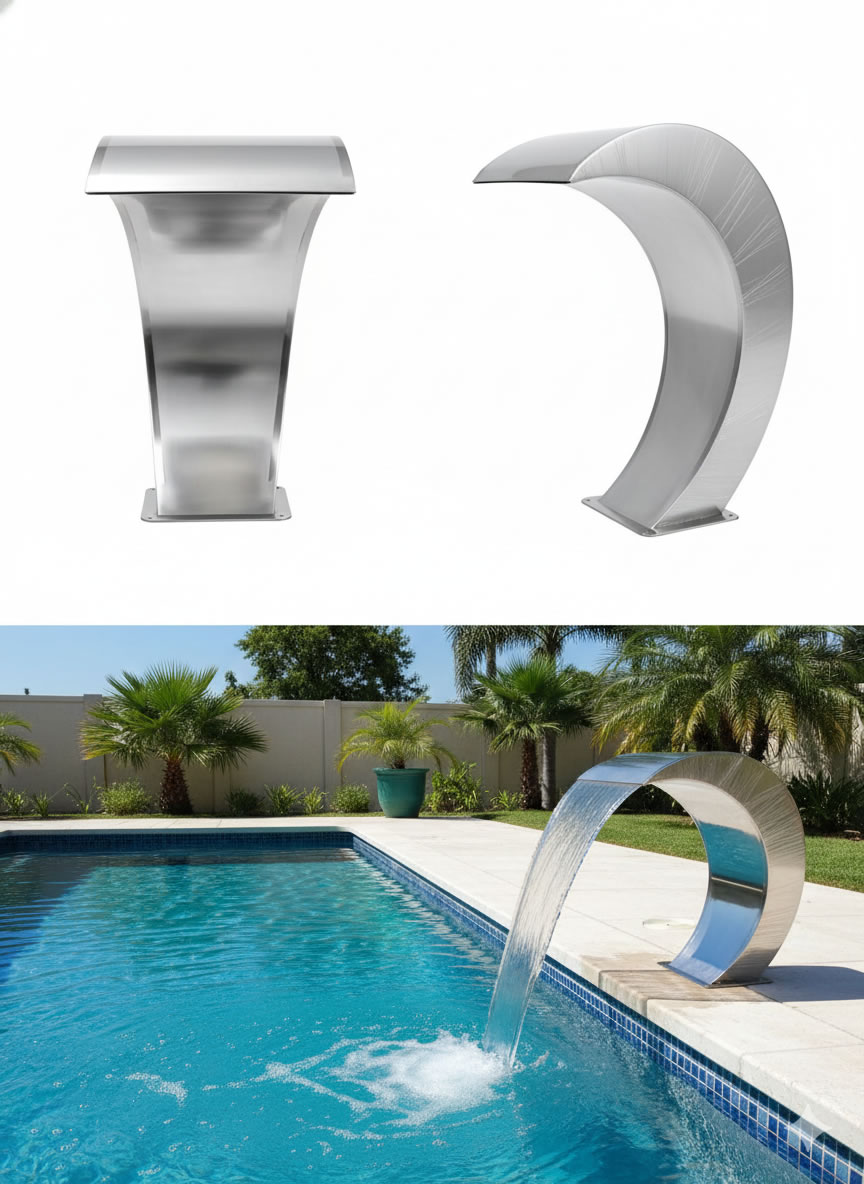 Cascada para piscina en acero inoxidable
