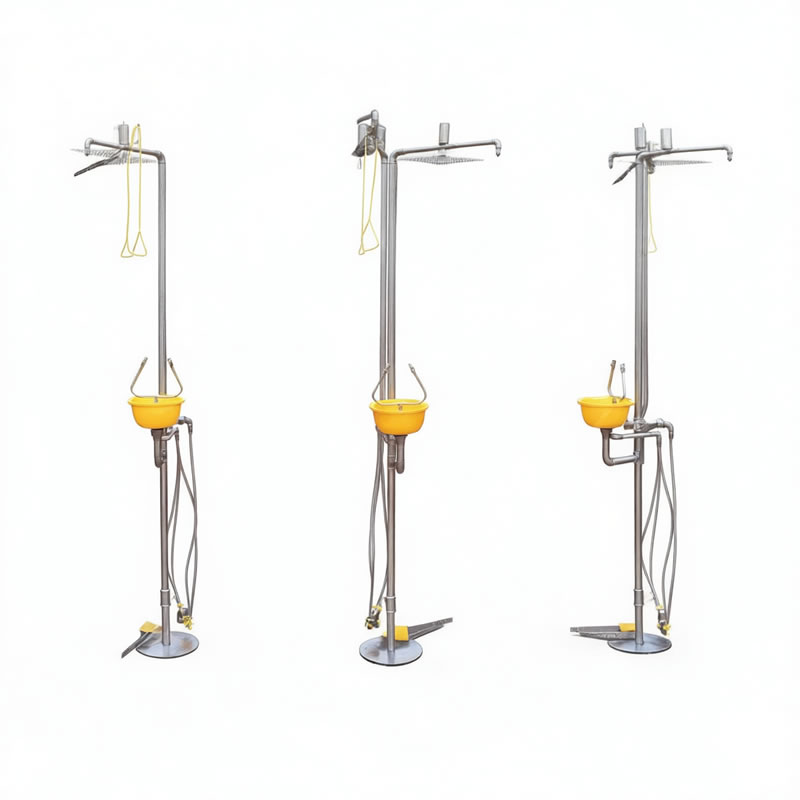 Duchas lava ojos en acero inoxidable