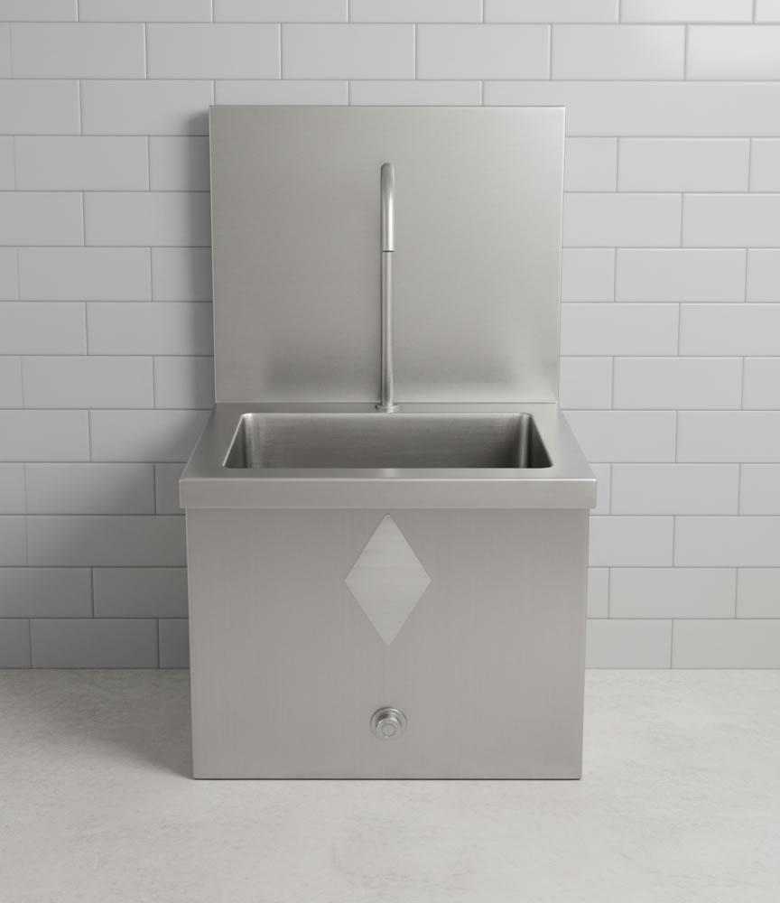 Lavamanos push en acero inoxidable