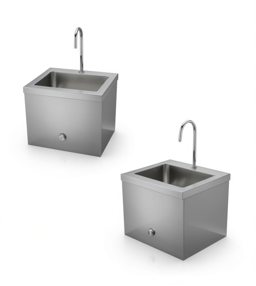 Lavamanos push acero inoxidable vista