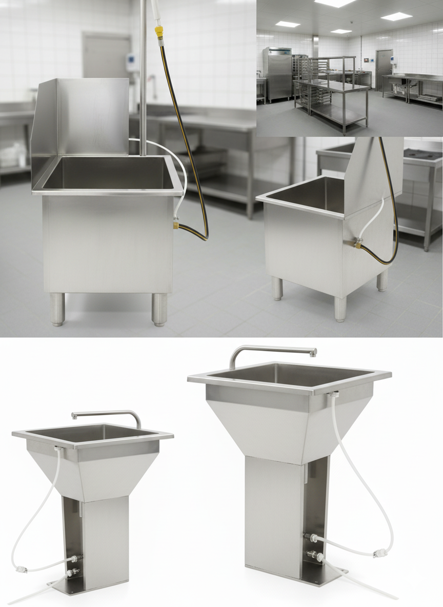 Lavamanos en acero inoxidable vista