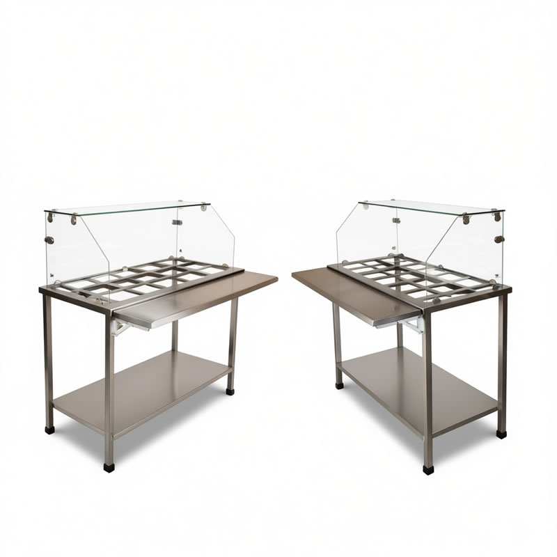 Mesa de dulcería acero inoxidable vistas