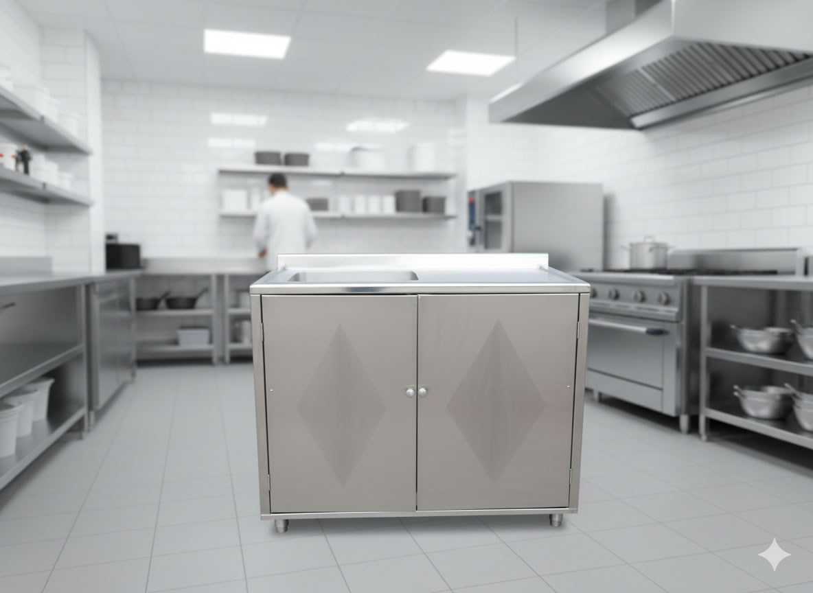 Meson de cocina acero inoxidable profesional gabinetes en acero inoxidable cocina