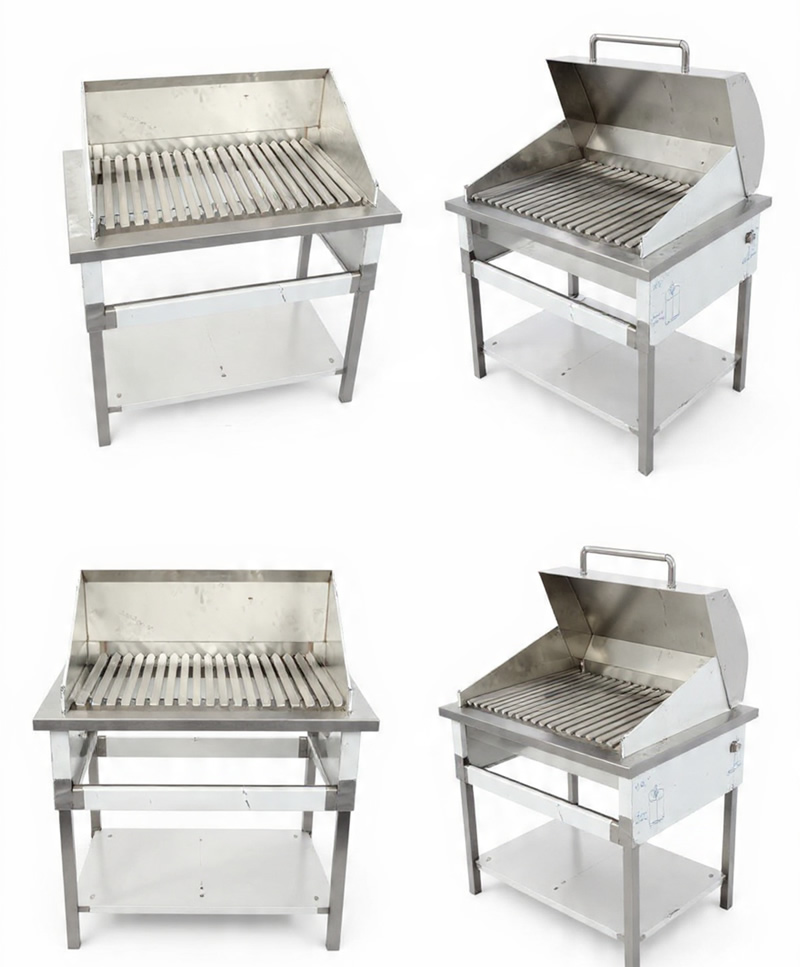 asador industrial en acero inoxidable vistas