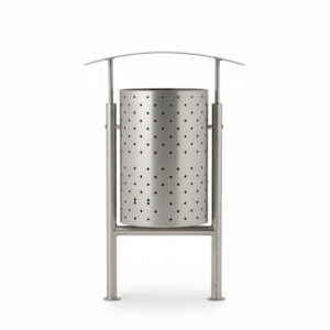 Basurero con techo en acero inoxidable