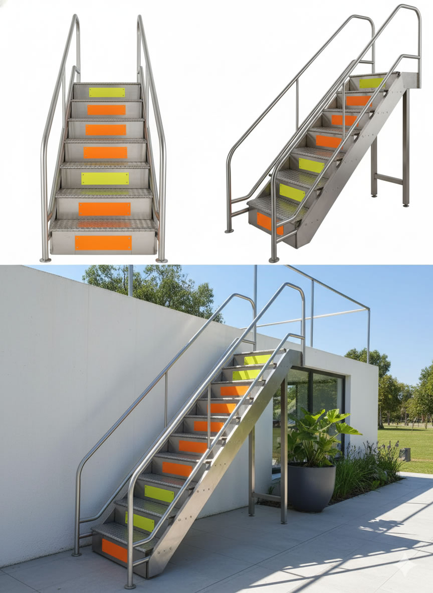 escalera en acero inoxidable muestras